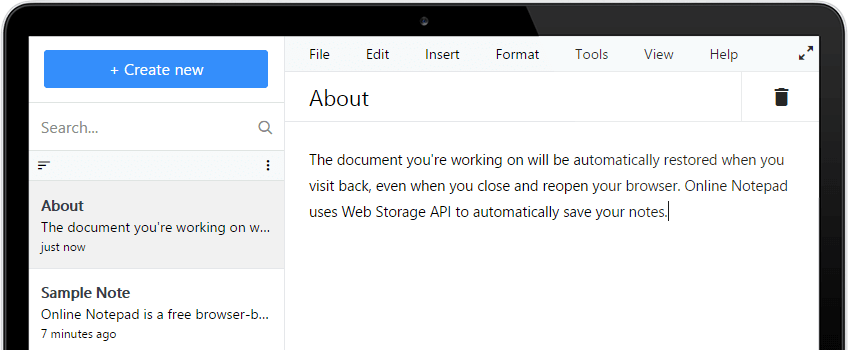 Spatiseo Online Notepad Screenshot